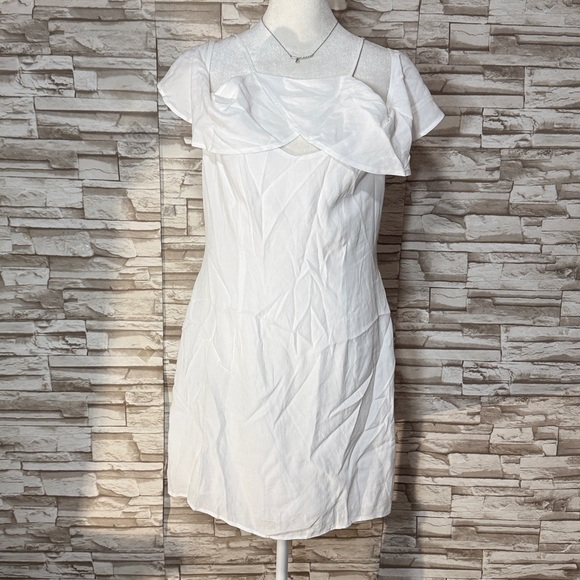 BB DAKOTA The Collection Kaless Ruffle Dress Off Shoulder White Mini Dress - Picture 3 of 9